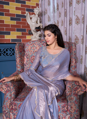 Nakshatra Powder Blue Zircon Border Saree