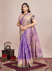Nakshatra Lavender Zari Silk Saree