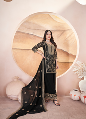Nakshatra Black Readymade Plazzo Suit