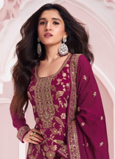 Nakshatra Wine Fancy Jaquard Suit