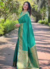Nakshatra Green Banarasi Silk saree