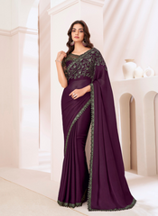 Nakshatra Purple Chiffon Saree