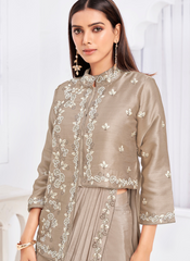 Nakshatra Beige color Sari with Jacket