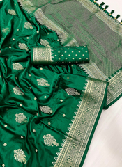 Nakshatra Green satin silk saree.
