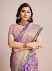 Nakshatra Lavender Zari Silk Saree