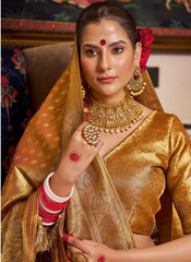 Nakshatra Brown weaved Tissue silk saree