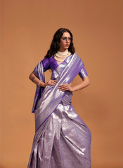 Nakshatra Purple and lavender Kanjeevaram saree