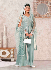 Nakshatra Sky Blue Sharara set
