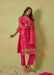 Nakshatra Pink Shimmer Organza Party Wear Suit