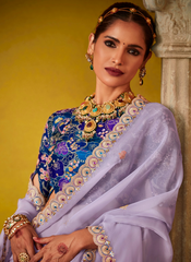 Nakshatra Lavender Glass Tissue Saree