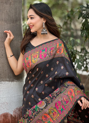 Nakshatra Black Kanjeevaram silk saree