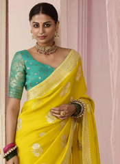Nakshatra Yellow Dola silk saree