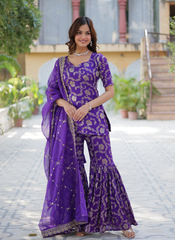 Nakshatra Purple Readymade Sharara Suit