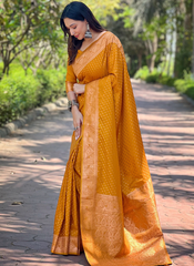 Nakshatra Mustard Banarasi Silk saree