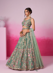 Nakshatra Pista Embroidery Lehenga