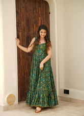 Nakshatra Green Readymade Long Gown