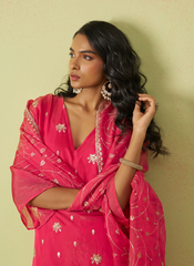 Nakshatra Pink Shimmer Organza Party Wear Suit