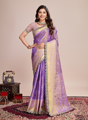 Nakshatra Lavender Zari Silk Saree