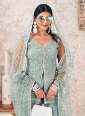 Nakshatra Sky Blue Sharara set
