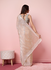 Nakshatra Beige Burberry silk saree