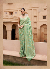 Nakshatra Pista Brocade Silk Saree