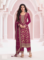Nakshatra Wine Fancy Jaquard Suit