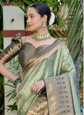 Nakshatra Pista Green Kanjivaram Silk Saree