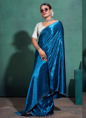 Nakshatra Diamond studded Cobalt Blue saree.