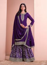 Nakshatra Purple Dola Silk Palazzo Suit