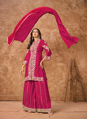 Nakshatra Pink Embroidered Palazzo Suit