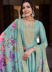 Nakshatra Sky Blue silk Anarkali suit