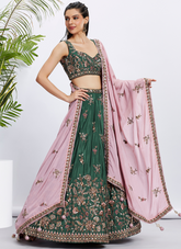 Nakshatra Green Embroidery Lehenga