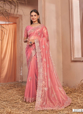 Nakshatra Peach Shimmery saree