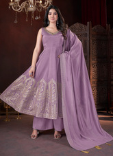 Nakshatra Lavender Foil Printed Readymade Palazzo Suit