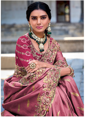 Nakshatra Rose Pink Stone work saree