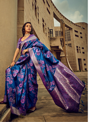 Royal Blue Satin silk saree
