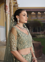Nakshatra Pista Embroidered Bridesmaid Lehenga