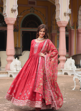 Nakshatra Maroon Party wear Indian Gown