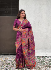 Nakshatra Purple Kanjeevaram silk saree