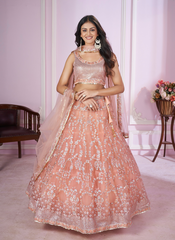 Nakshatra Pink Party Wear Sequence Lehenga