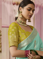 Nakshatra Green Dola Silk Saree