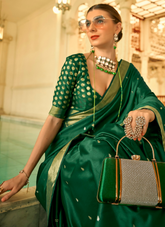 Nakshatra Grandeur Green Silk saree