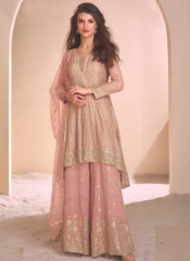 Nakshatra Peach Sharara Suit