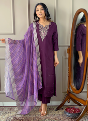 Nakshatra Purple Ethnic Kurta Set