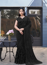 Nakshtra Black Party Wear Designer Saree