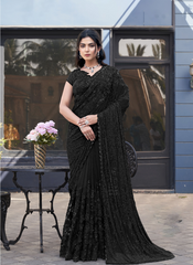 Nakshtra Black Party Wear Designer Saree