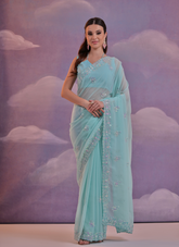 Nakshatra Sky Blue sequenced saree