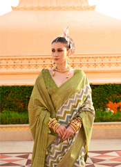 Nakshatra Olive Green Printed Saree