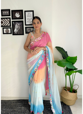 Nakshatra Ombre Multicolored Embroided Saree