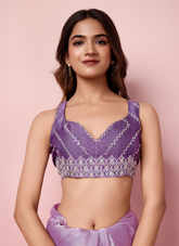 Nakshatra Lavender Burberry silk saree